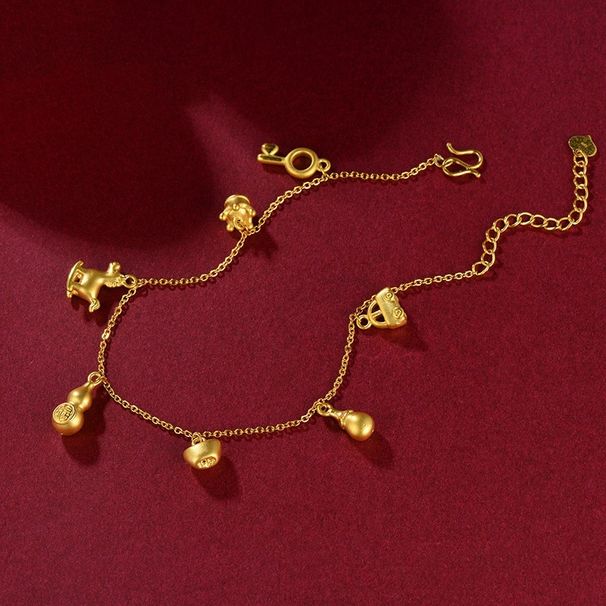 Brass gold-plated Duobao Fulu anklet Vietnamese sand gold bracelet for women's simple temperament jewelry live distribution_voghion.com