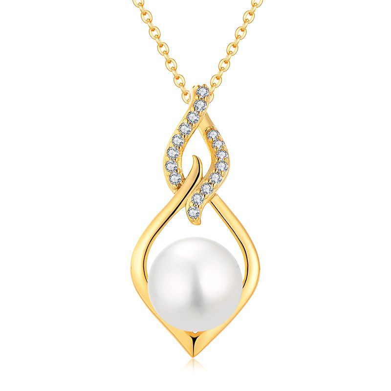 Geometrische zoetwaterparel oorbellen ketting set vrouwelijk sterling zilver licht luxe mode sleutelbeen ketting sieraden_voghion.com