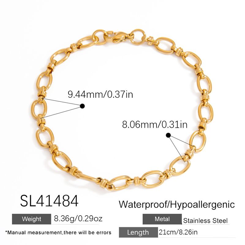 Bracciale in acciaio inossidabile INS, stile spesso, catena cubana rotonda, decorazione a mano in oro resistente allo sbiadimento_voghion.com
