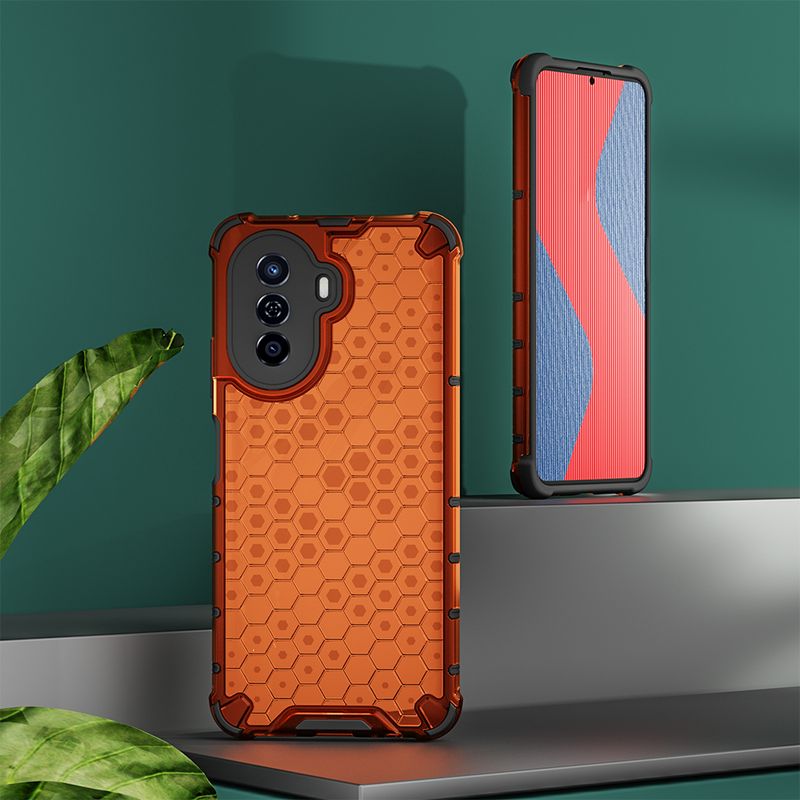 KEYSION Stoßfeste Rüstungshülle für Huawei Nova Y70, Silikon + PC, transparente Waben-Telefonrückseite für Huawei Nova Y_voghion.com