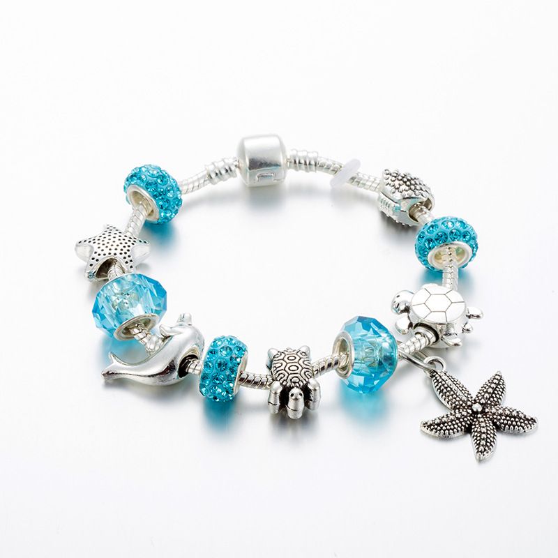 Hotselgende marine smykker blå krystall stjerne anheng armbånd DIY håndlagde smykker_voghion.com