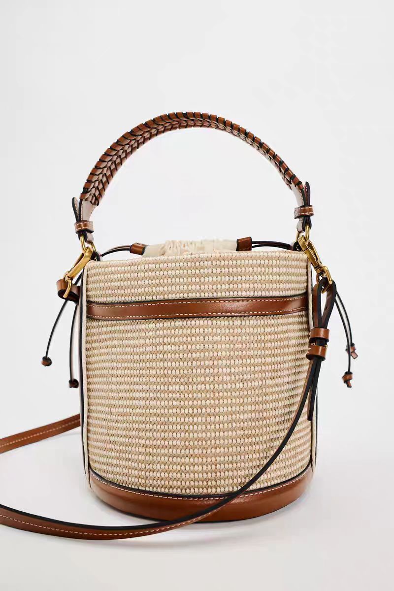 2024 borse da donna transfrontaliere primavera ed estate moda viaggio colore abbinato borsa a tracolla borsa a secchiello intrecciata_voghion.com