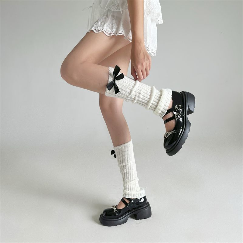 Calzini bianchi invernali da studente, primaverili, a metà polpaccio, caldi, JK Lolita_voghion.com