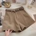 Damenbekleidung Lässige Shorts Frühling Ins Retro Einfache Oberbekleidung Hohe Taille Eine Hose mit weitem Bein_voghion.com