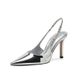 Sandali con tacco alto in argento di design francese per donna estate 2024, nuovo stile, stile fata, punta chiusa, tacco a spillo_voghion.com