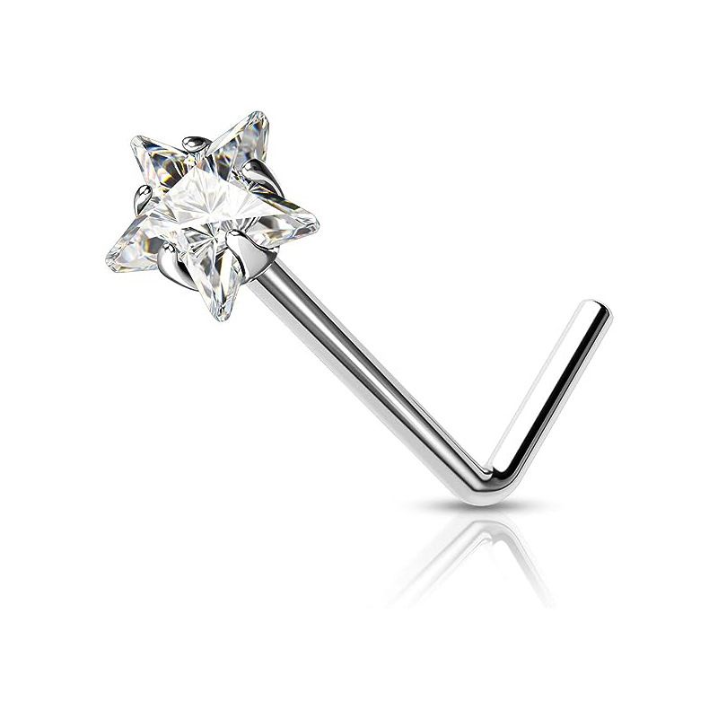 Women's Jewelry 7 Shaped L Rod 3A Zircon Nose Nail Heart Shaped Round Five Star Nose Nail Curved Rod Piercing Jewelry_voghion.com