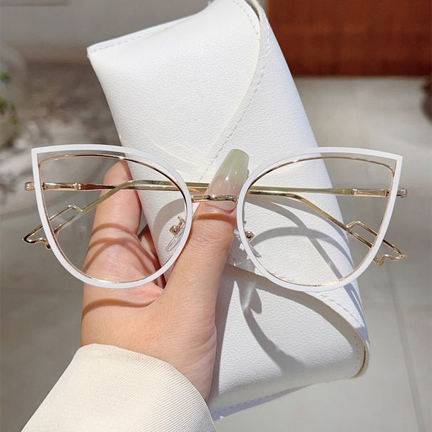 Trendy INS Hollow Cat Eye Spring Leg Anti-Blue Light Glasses, Customizable Prescription Or Non-Prescription Fashion_voghion.com