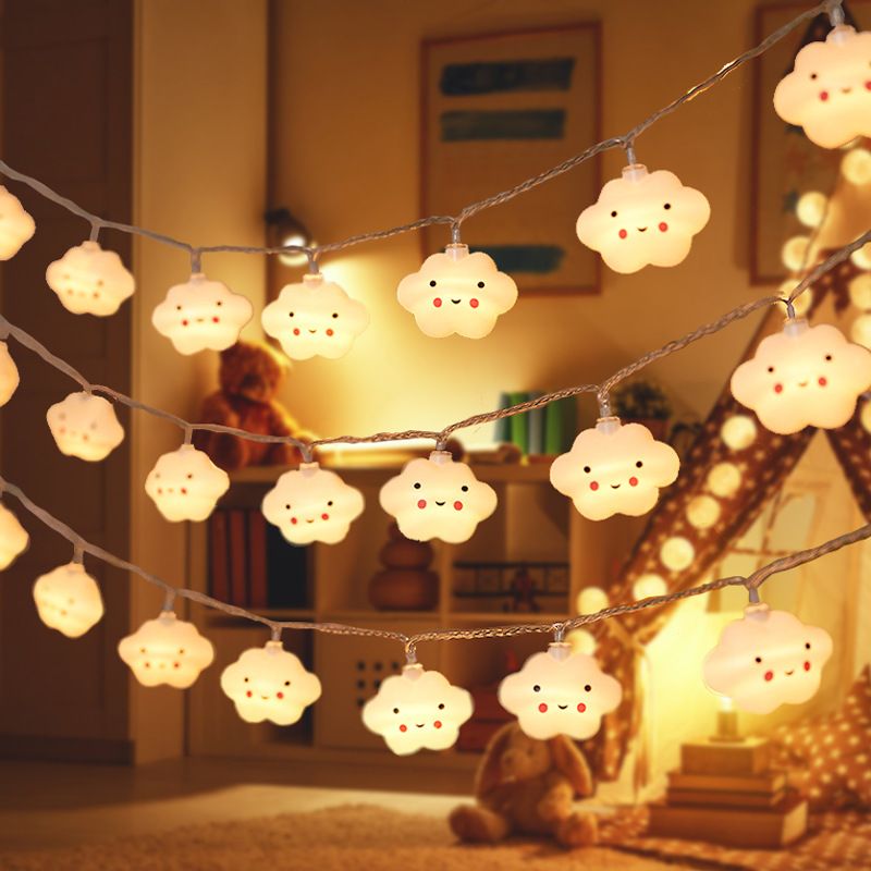 Whimsical Cloud & Star LED String Lights For Bedroom, Camping, Party Decor – USB/Battery Powered, Warm White & Multicolor Options"_voghion.com