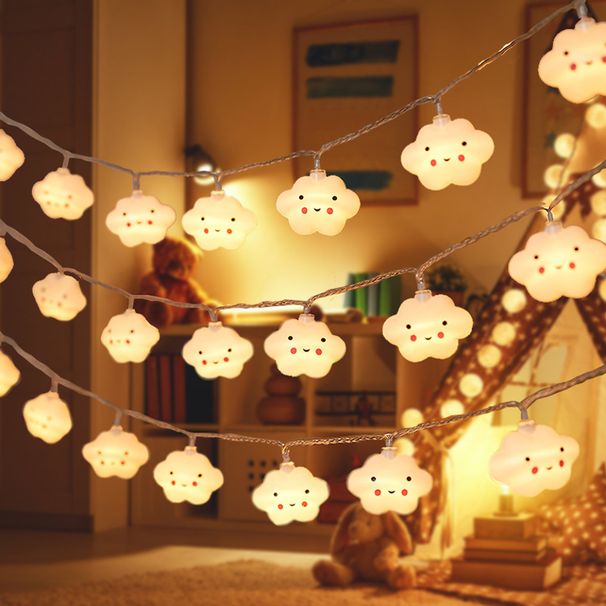 Whimsical Cloud & Star LED String Lights For Bedroom, Camping, Party Decor – USB/Battery Powered, Warm White & Multicolor Options"_voghion.com