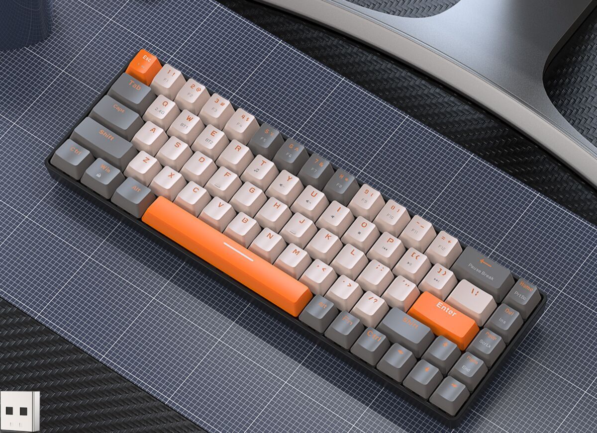 Free Wolf K68 Bluetooth Wireless Dual-Mode Customizable Color-Blocking Gaming Hot-Swappable Mechanical Keyboard_voghion.com