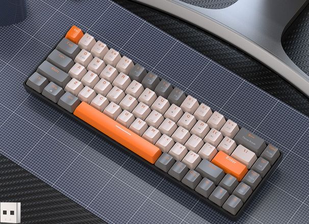 Free Wolf K68 Bluetooth Wireless Dual-Mode Customizable Color-Blocking Gaming Hot-Swappable Mechanical Keyboard_voghion.com
