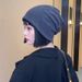 Unisex Thermal Beanie - Double-Layer Knit Hat With Ponytail Hole & Windproof Design (Dralon Fleece Lined)_voghion.com
