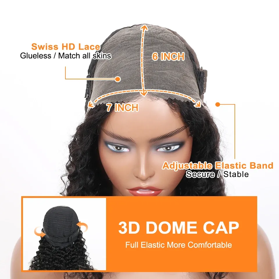 Glueless Human Hair Bob Wig Ombre Deep Wave Lace Front Natural Color_voghion.com