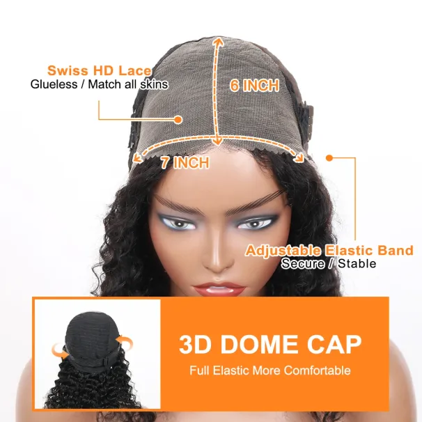 Glueless Human Hair Bob Wig Ombre Deep Wave Lace Front Natural Color_voghion.com