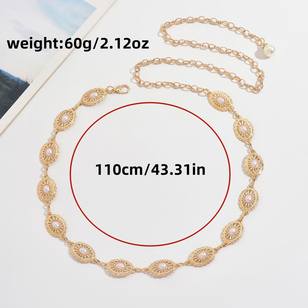 New Pearl Inlaid Diamond Metal Elegant Sweet Women's Waist Chain_voghion.com