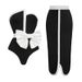 Black And White Color Blocked Women's Bow Strapless High-end Set One-piece Swimsuit_voghion.com