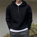 Men’s Half-Zip Hooded Sweater – Lightweight Knit Pullover With Stand Collar (Black/Grey, S-4XL)_voghion.com