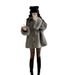 Elegante cappotto in lana grigia da donna con fiocco, manica lunga, capospalla di media lunghezza per autunno e inverno_voghion.com