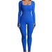 Damen-Yoga-Einteiler mit langen Ärmeln und eckigem Ausschnitt, figurbetonter Jumpsuit_voghion.com