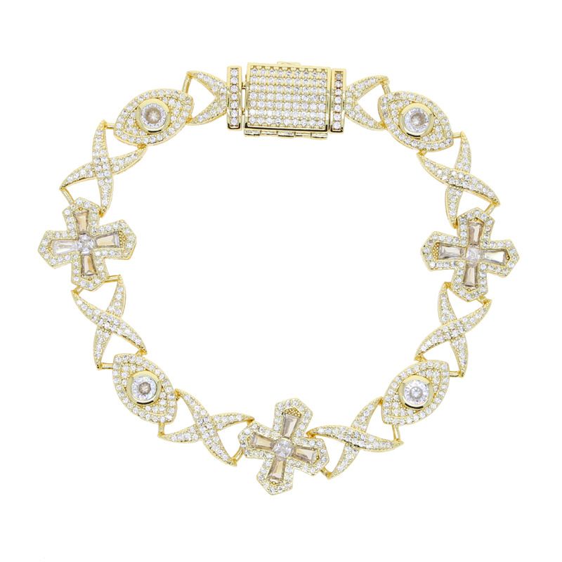 Hip Hop New Cross Eyes Cross Knot Zircon Bracelet Personality Niche Hand Jewelry_voghion.com