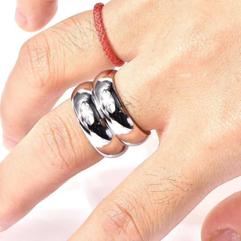 ins Vacuum Electroplating Double Layer Finger Stainless Steel Smooth Large Clever Ring_voghion.com
