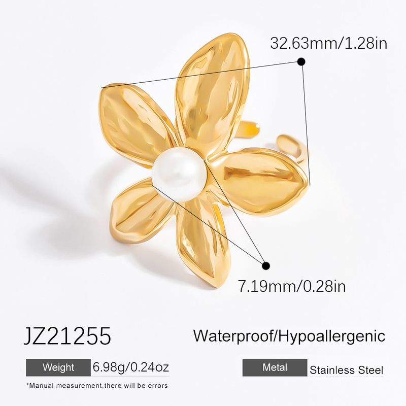 Pearl For Women, Niche Light Luxury High-end Flower Versatile INS Titanium Steel Ring Jewelry_voghion.com
