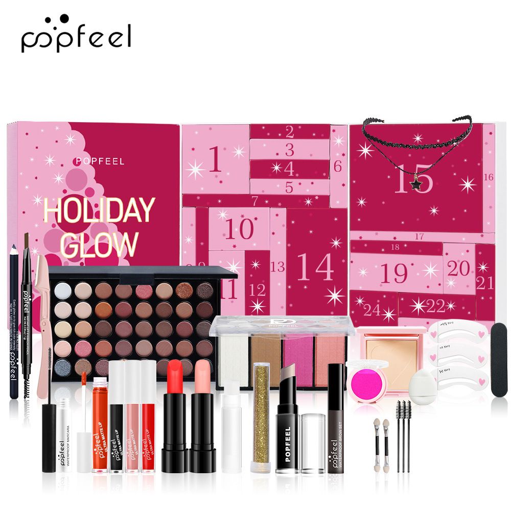 Makeup Sets POPFEEL Makeup Set Eye Shadow Lipstick Eyebrow Pencil Combination Cosmetics Set Christmas 24 Pieces_voghion.com