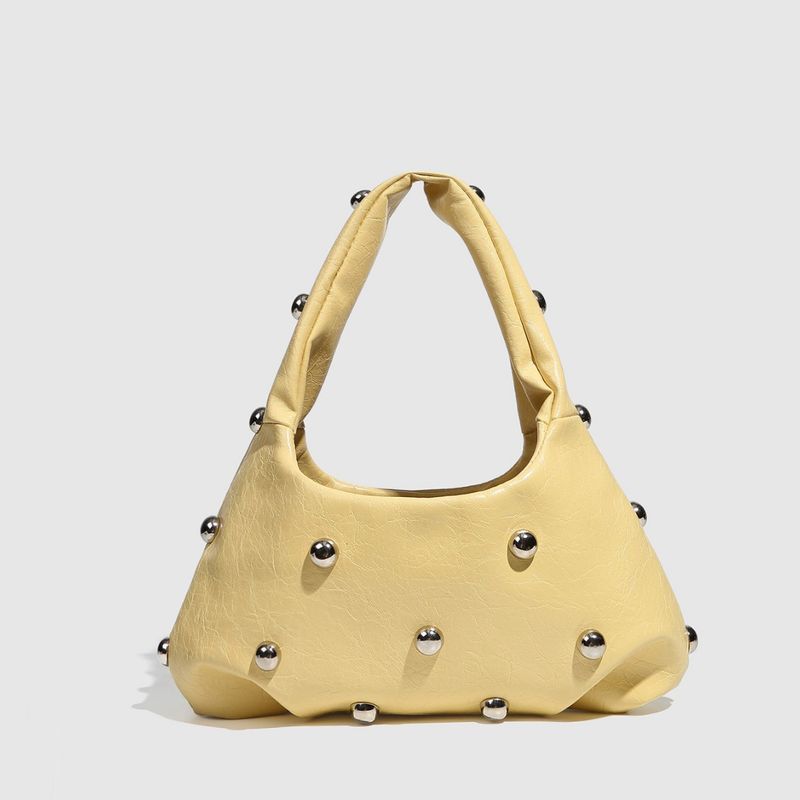 Women's Bags New Dumpling Bag Texture Rivet Handbag Large Capacity Simple Hand Bag Mushroom Nail Underarm Bag Women's Bag_voghion.com
