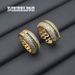 Elegant Emerald Full Gold Plated Color Retention Row Diamond Open Ring Personality Hip Hop Jewelry_voghion.com