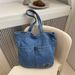 Nuova borsa a tracolla in tela di denim in stile coreano, borsa a mano, borsa tote, zaino artistico da donna di grande capacità_voghion.com