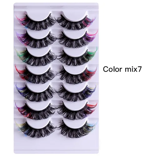 Schönheit Gesundheit Beliebte Farbige Falsche Wimpern 7 Paar Russische Curl D Kurve Dicken Curl Wimpern Spot_voghion.com