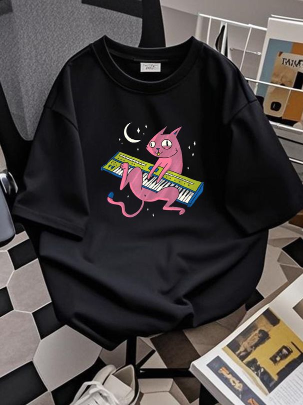 Camiseta de sintetizador analógico con diseño de gato, sintetizador retro, productor musical, regalo divertido, tallas S-5XL, ropa de diseño para hombre, cómoda, unisex, elástica y versátil._voghion.com