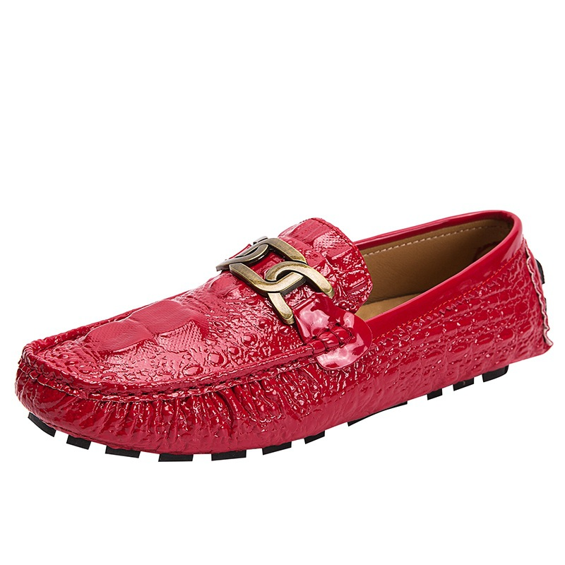 Pánské boty P s krokodýlím vzorem, mládežnické trendy, lakovaná kůže, lesklý povrch, pro jízdu, ležérní, ležérní_voghion.com