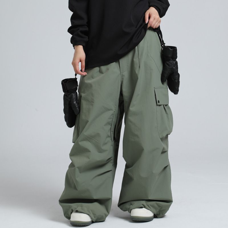 New winter outdoor loose waist protection ski women's waterproof warm American professional snowboard pants men_voghion.com