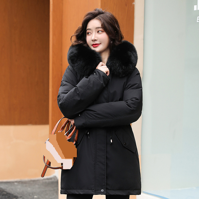 Women's Clothing new mid length temperament cotton jacket small winter plus velvet thickened large size cotton jacket for women_voghion.com