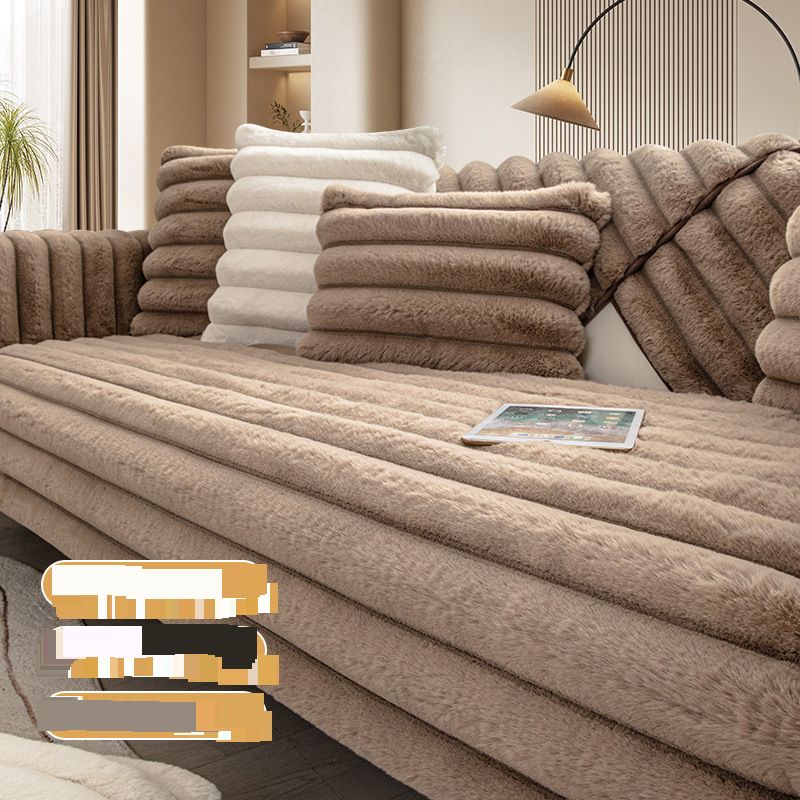 Otthon és kert Kiváló minőségű csíkos téli vastagított nyúlszőrme kanapéágy kanapépárna csúszásmentes új tömörfa bőrhuzat törölköző nagykereskedelem_voghion.com