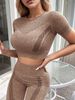 2pcs Women'S High-Waisted Tummy Control Leggings & Short Sleeve Top - Stretchy Cropped Athletic Pants With Elastic_voghion.com