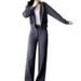 Korean Oversized Lounge Set – Long Sleeve Zip-Up Top & Wide-Leg Pants (2XL, Heather Grey)_voghion.com