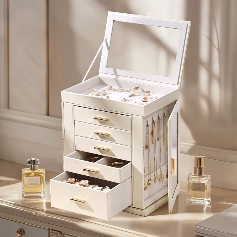 Family Organizer Rotating Window Multi Layer Necklace Jewelry Box Earrings Earrings Ring Jewelry Storage Box_voghion.com