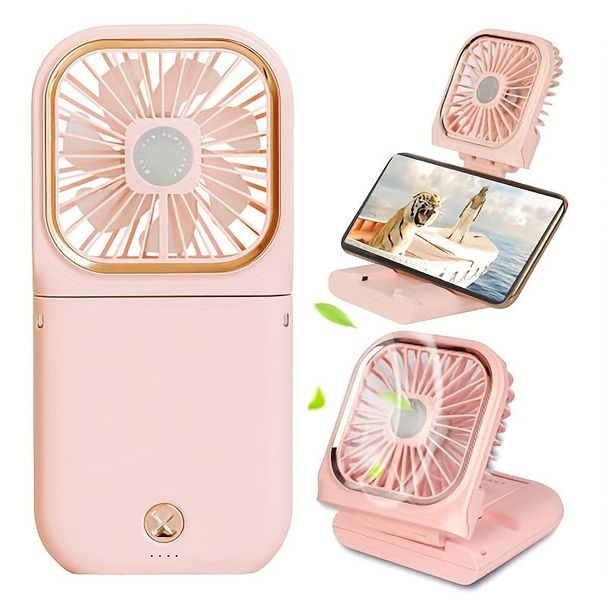 Handheld Portable Fan; Rechargeable Power Bank USB Mini Fan; Small Personal Fan With 3 Speeds; 3000 MAh Battery Operated Foldable Desk Fan; Neck Fan_voghion.com