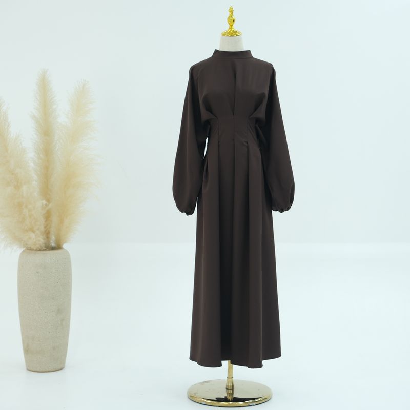 Damenbekleidung Naher Osten Türkei Dubai Einfarbiges Kleid mit Blousonärmeln LR728_voghion.com