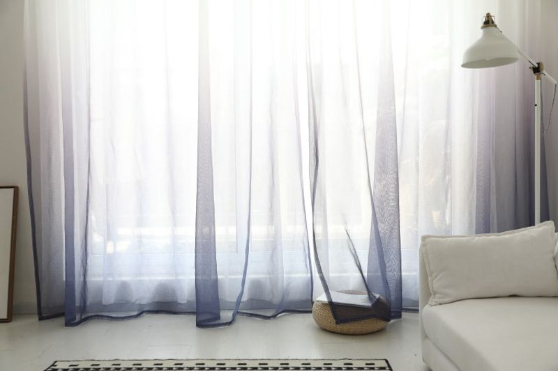 Pure Color Full Dolly Gradient Printing Window Screen Curtain Cloth Linen Curtain Rod Bag Buttonhole_voghion.com
