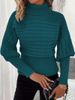 Damenbekleidung Pullover Hoher Kragen Langarm Strickpullover Hochhals Strickpullover Winterpullover Langarm Zopfmuster Gerippt Einfarbig Oberteil_voghion.com