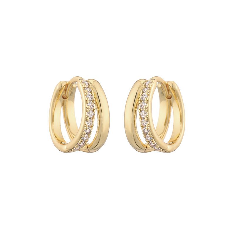 Pendientes de aro con circonita cúbica hueca de doble capa para mujer, joyería de temperamento a la moda, diseño exquisito, pequeños y versátiles._voghion.com