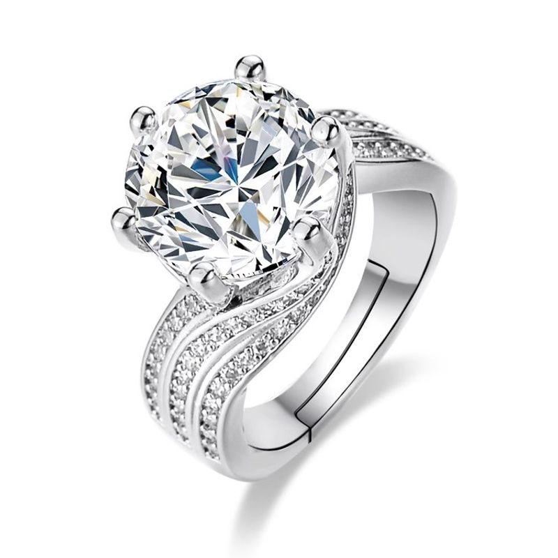 Three lifetimes love, two carat zircon ring, fashionable full micro set proposal for women, simulated Mosang stone_voghion.com