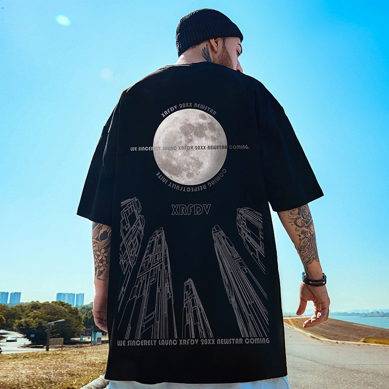 C&J Maglietta oversize da uomo manica corta New 300kg Loose Large Fat Man High Street Hip Hop Summer Couple T-shirt_voghion.com