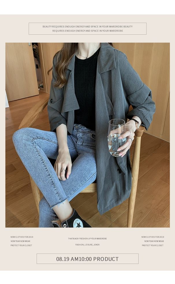 Damenbekleidung Windjacke Damen mittlerer und langer Stil kleiner dünner beliebter Manteljackentrend_voghion.com