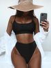 Women's Clothing Split Swimsuit Sexy Swimsuit Solid Color High Waist Bikini_voghion.com