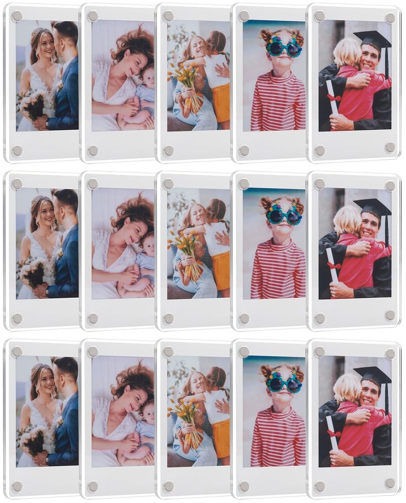 Acrylic Fridge Magnetic Frame, Double Sided Photo Refrigerator Magnet Picture Frame For Fujifilm Instax Mini, 2.36 X 3.54 Inch,_voghion.com