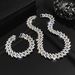 Ensemble collier cubain élégant pour homme, entièrement serti de diamants, style hip-hop, bracelet losange, chaîne de clavicule_voghion.com
